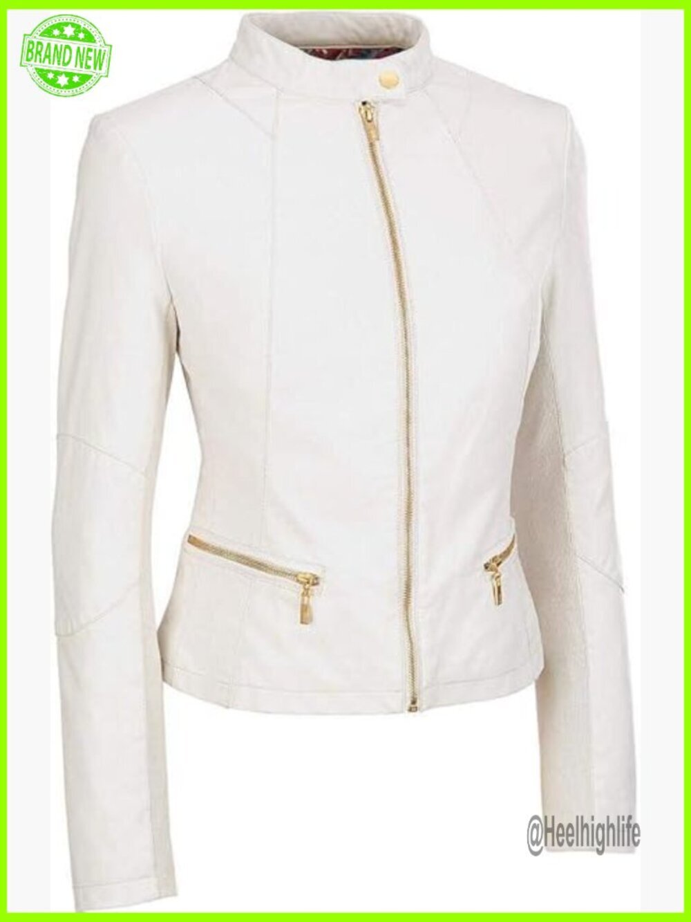 Lambskin Leather Bomber Jacket Slim Fit Long Sleeve Zipper Closure